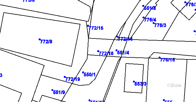 Parcela st. 772/18 v KÚ Dýšina, Katastrální mapa