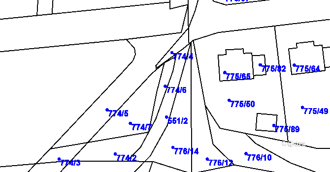 Parcela st. 774/6 v KÚ Dýšina, Katastrální mapa