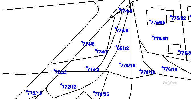 Parcela st. 774/7 v KÚ Dýšina, Katastrální mapa