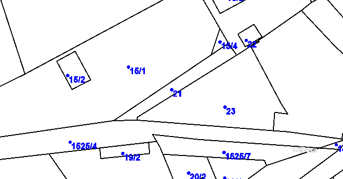 Parcela st. 21 v KÚ Dýšina, Katastrální mapa