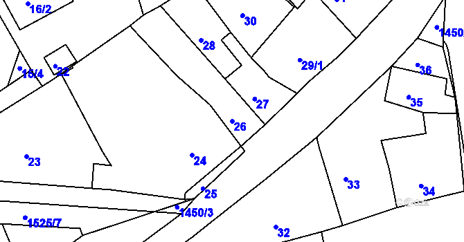 Parcela st. 26 v KÚ Dýšina, Katastrální mapa