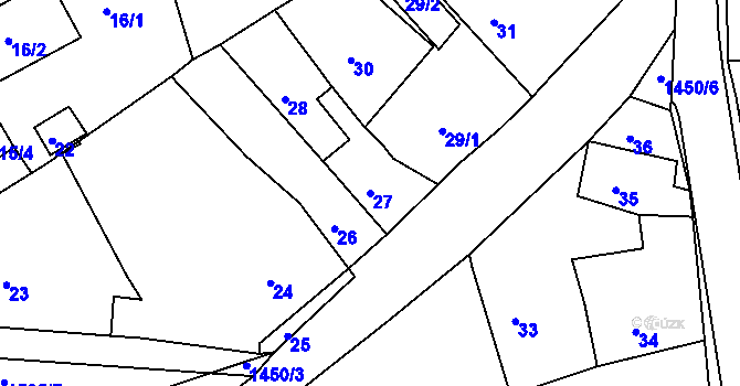 Parcela st. 27 v KÚ Dýšina, Katastrální mapa