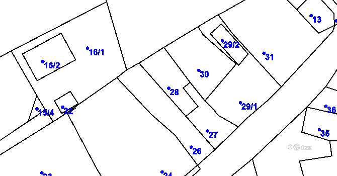 Parcela st. 28 v KÚ Dýšina, Katastrální mapa