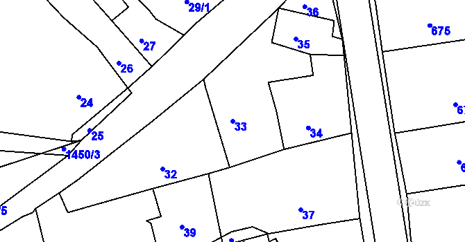 Parcela st. 33 v KÚ Dýšina, Katastrální mapa