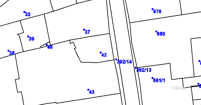 Parcela st. 42 v KÚ Dýšina, Katastrální mapa
