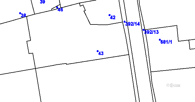 Parcela st. 43 v KÚ Dýšina, Katastrální mapa