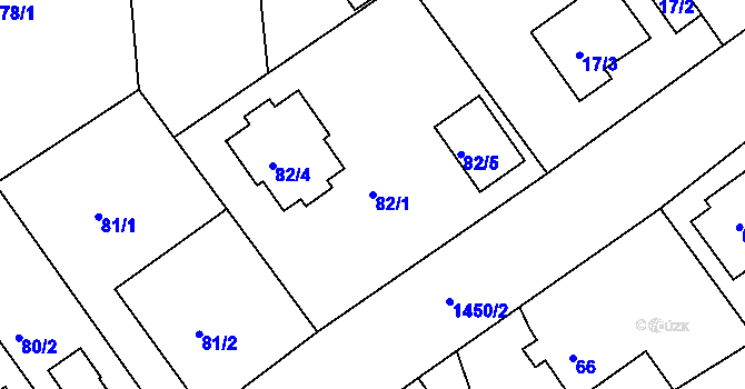Parcela st. 82/1 v KÚ Dýšina, Katastrální mapa