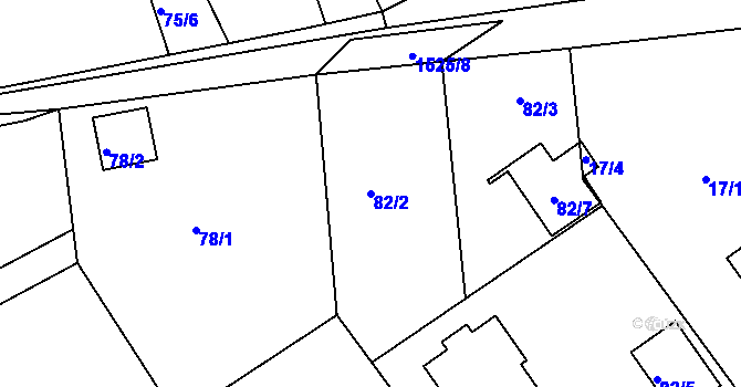 Parcela st. 82/2 v KÚ Dýšina, Katastrální mapa