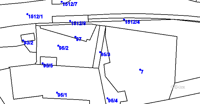 Parcela st. 95/3 v KÚ Dýšina, Katastrální mapa