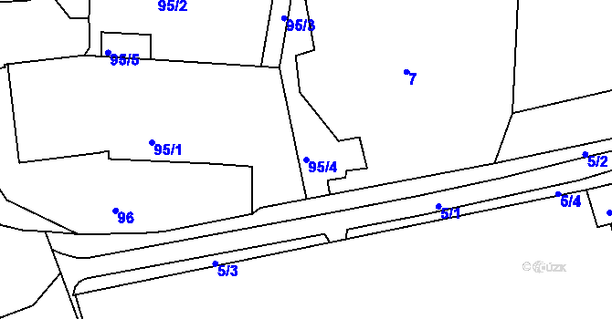 Parcela st. 95/4 v KÚ Dýšina, Katastrální mapa