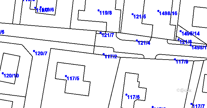 Parcela st. 117/2 v KÚ Dýšina, Katastrální mapa