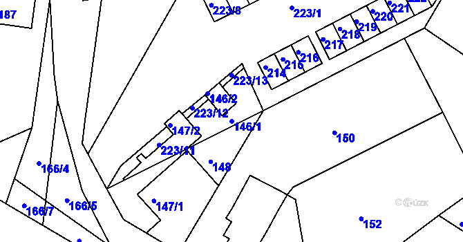 Parcela st. 146/1 v KÚ Dýšina, Katastrální mapa