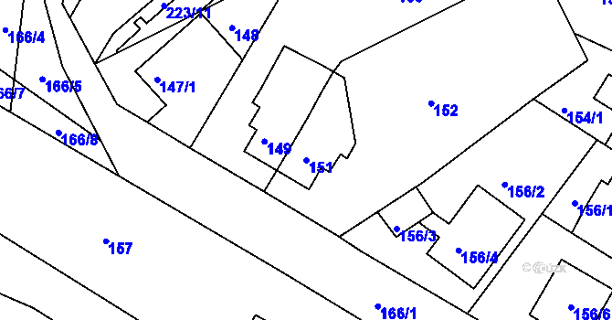 Parcela st. 151 v KÚ Dýšina, Katastrální mapa