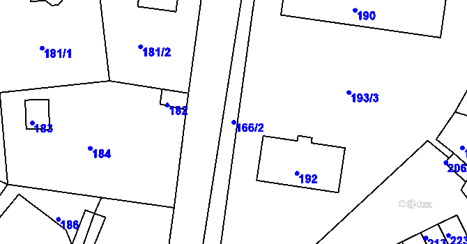 Parcela st. 166/2 v KÚ Dýšina, Katastrální mapa