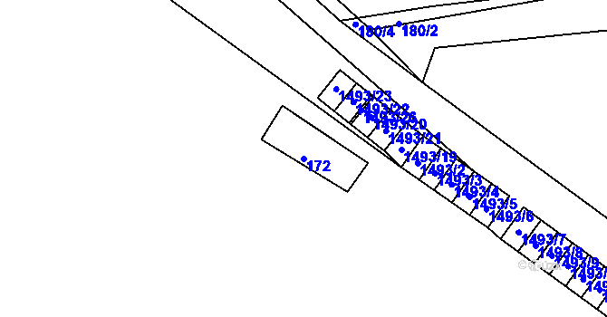 Parcela st. 172 v KÚ Dýšina, Katastrální mapa