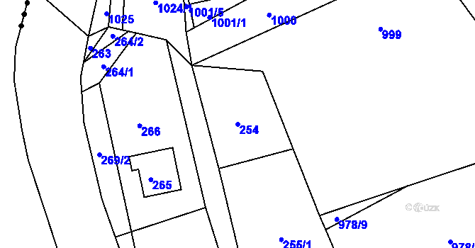 Parcela st. 254 v KÚ Dýšina, Katastrální mapa