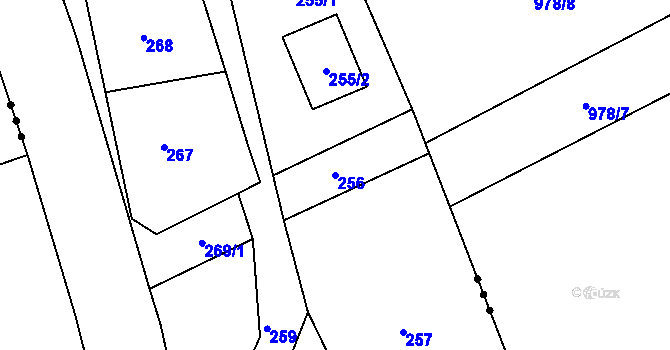 Parcela st. 256 v KÚ Dýšina, Katastrální mapa