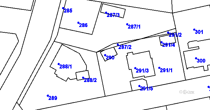 Parcela st. 290 v KÚ Dýšina, Katastrální mapa