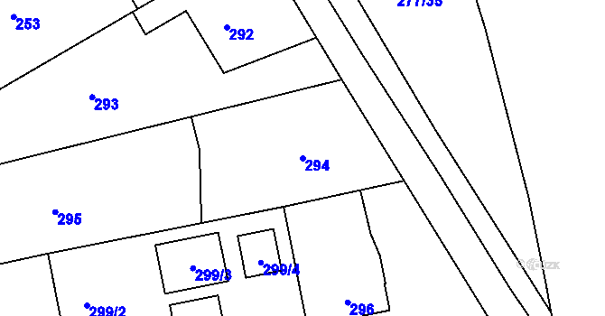 Parcela st. 294 v KÚ Dýšina, Katastrální mapa