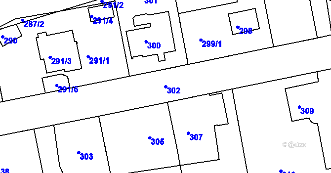 Parcela st. 302 v KÚ Dýšina, Katastrální mapa