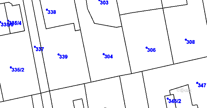 Parcela st. 304 v KÚ Dýšina, Katastrální mapa