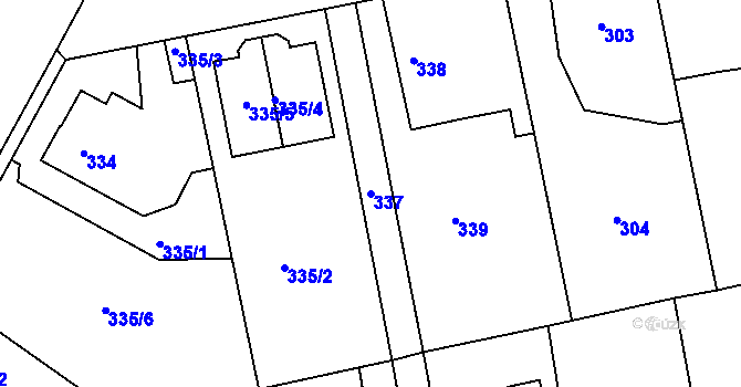 Parcela st. 337 v KÚ Dýšina, Katastrální mapa