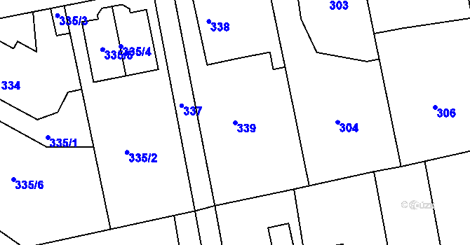 Parcela st. 339 v KÚ Dýšina, Katastrální mapa