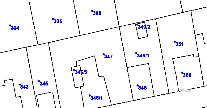 Parcela st. 347 v KÚ Dýšina, Katastrální mapa
