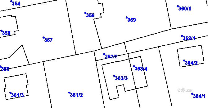 Parcela st. 362/2 v KÚ Dýšina, Katastrální mapa