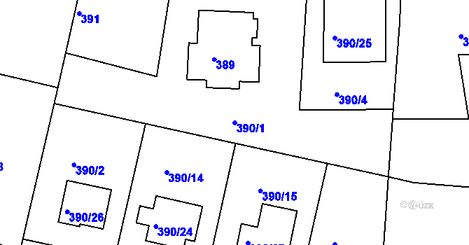 Parcela st. 390/1 v KÚ Dýšina, Katastrální mapa