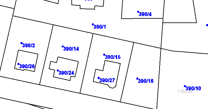 Parcela st. 390/15 v KÚ Dýšina, Katastrální mapa