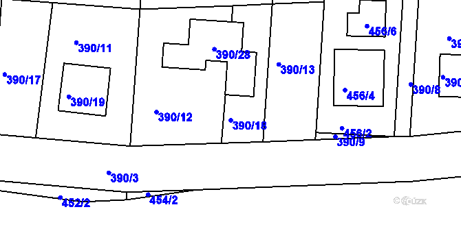 Parcela st. 390/18 v KÚ Dýšina, Katastrální mapa