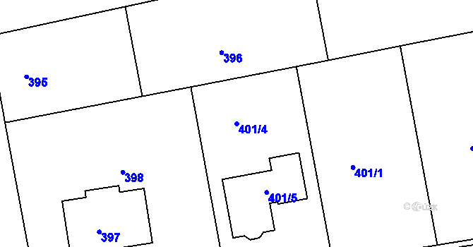 Parcela st. 401/4 v KÚ Dýšina, Katastrální mapa