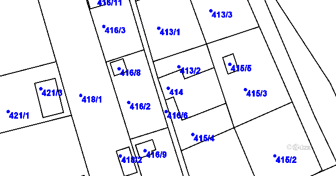 Parcela st. 414 v KÚ Dýšina, Katastrální mapa