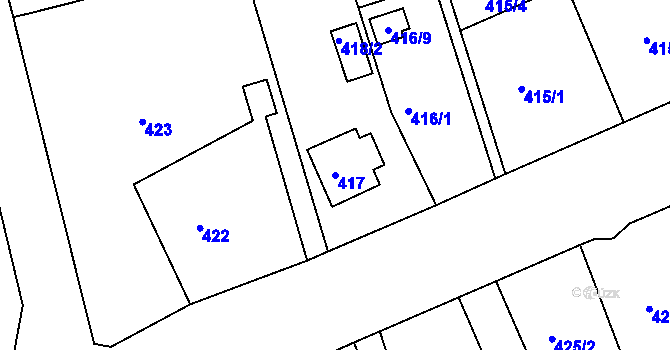 Parcela st. 417 v KÚ Dýšina, Katastrální mapa