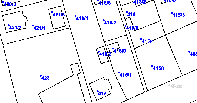 Parcela st. 418/2 v KÚ Dýšina, Katastrální mapa