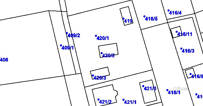 Parcela st. 420/2 v KÚ Dýšina, Katastrální mapa