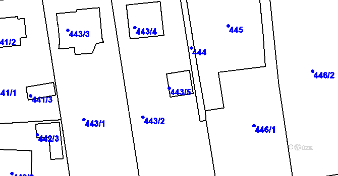 Parcela st. 443/5 v KÚ Dýšina, Katastrální mapa
