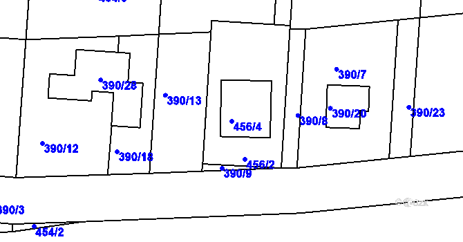 Parcela st. 456/4 v KÚ Dýšina, Katastrální mapa