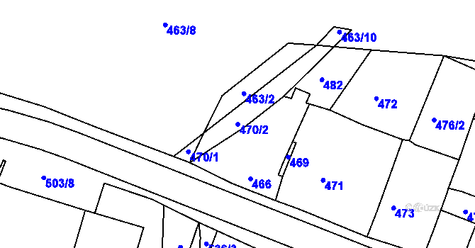 Parcela st. 470/2 v KÚ Dýšina, Katastrální mapa