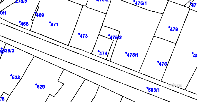 Parcela st. 474 v KÚ Dýšina, Katastrální mapa