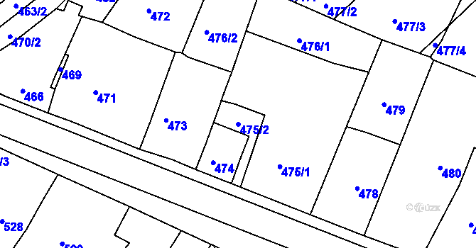 Parcela st. 475/2 v KÚ Dýšina, Katastrální mapa