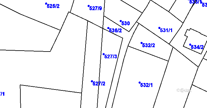 Parcela st. 527/3 v KÚ Dýšina, Katastrální mapa