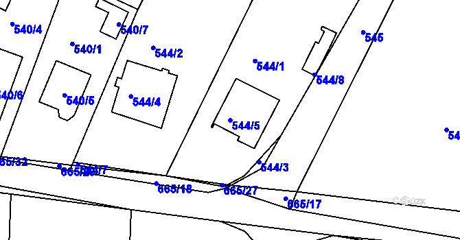 Parcela st. 544/5 v KÚ Dýšina, Katastrální mapa