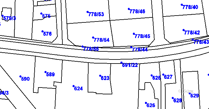 Parcela st. 591 v KÚ Dýšina, Katastrální mapa