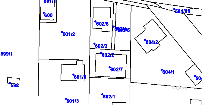 Parcela st. 602/2 v KÚ Dýšina, Katastrální mapa