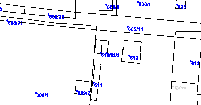 Parcela st. 612/3 v KÚ Dýšina, Katastrální mapa