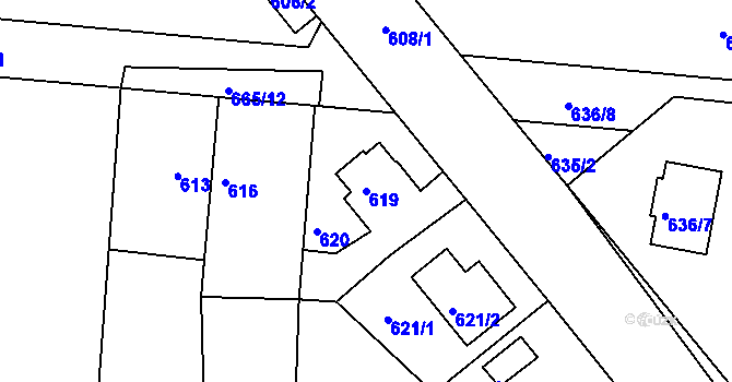 Parcela st. 619 v KÚ Dýšina, Katastrální mapa