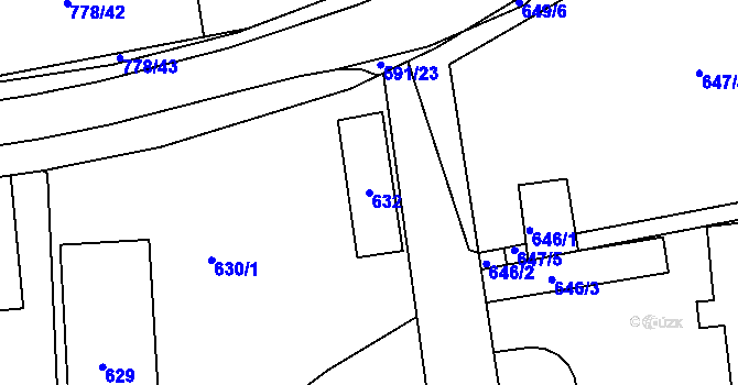 Parcela st. 632 v KÚ Dýšina, Katastrální mapa