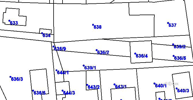 Parcela st. 636/2 v KÚ Dýšina, Katastrální mapa